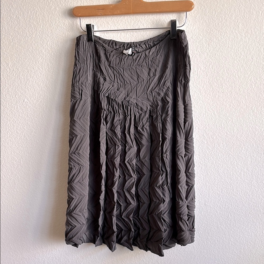 Babette Pleated Crinkle Skirt Ash Brown Pleated Size Small